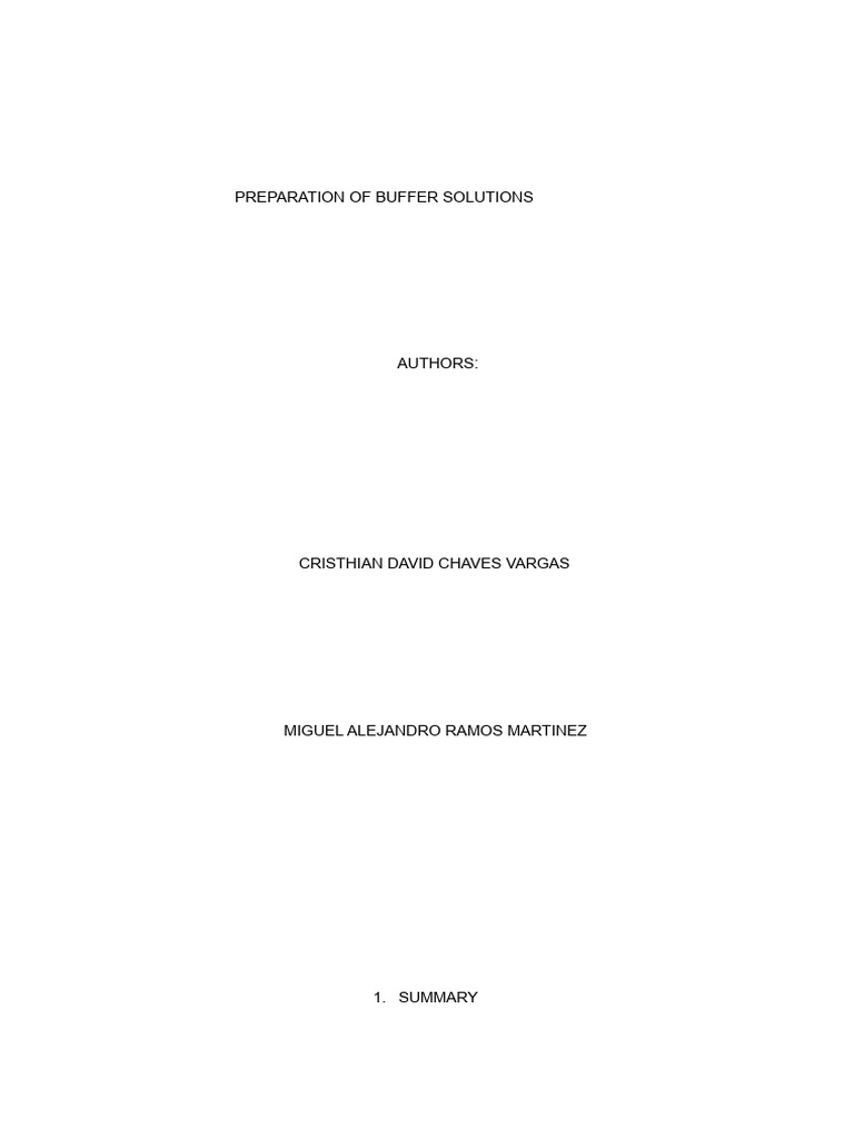 Buffer Solutions: Preparation & Analysis | PDF | Buffer Solution | Acid