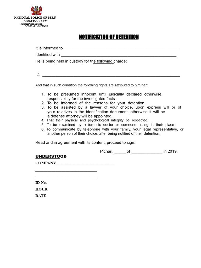 Notification of Detention Rights | PDF
