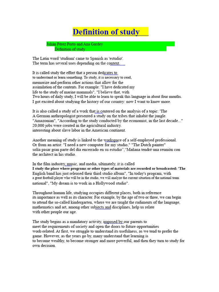 Definition of Study | PDF | Learning | Brain