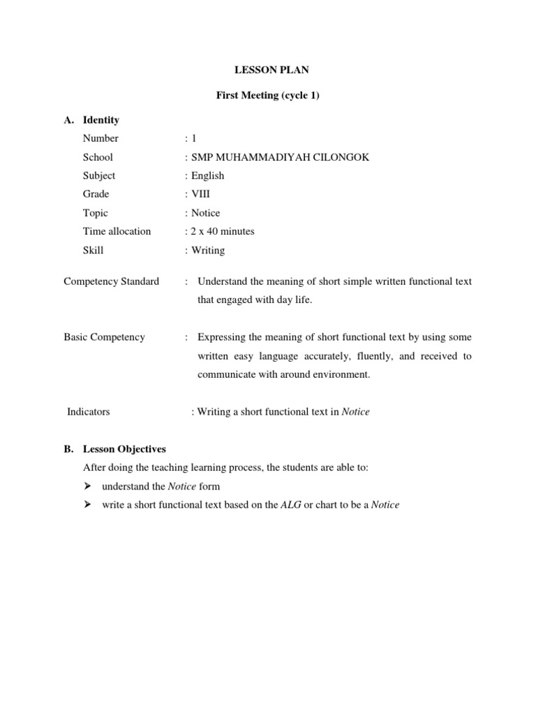 Lesson Plan Notice 1 | PDF | Lesson Plan | Teachers