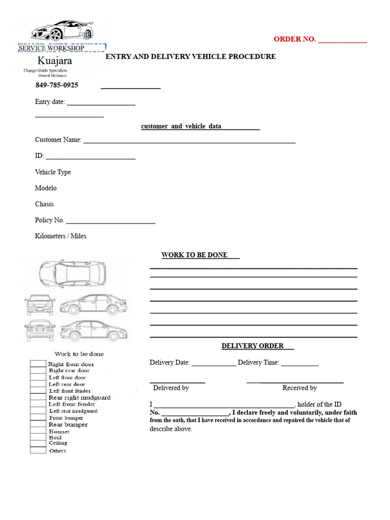Vehicle Entry and Delivery Procedure | PDF