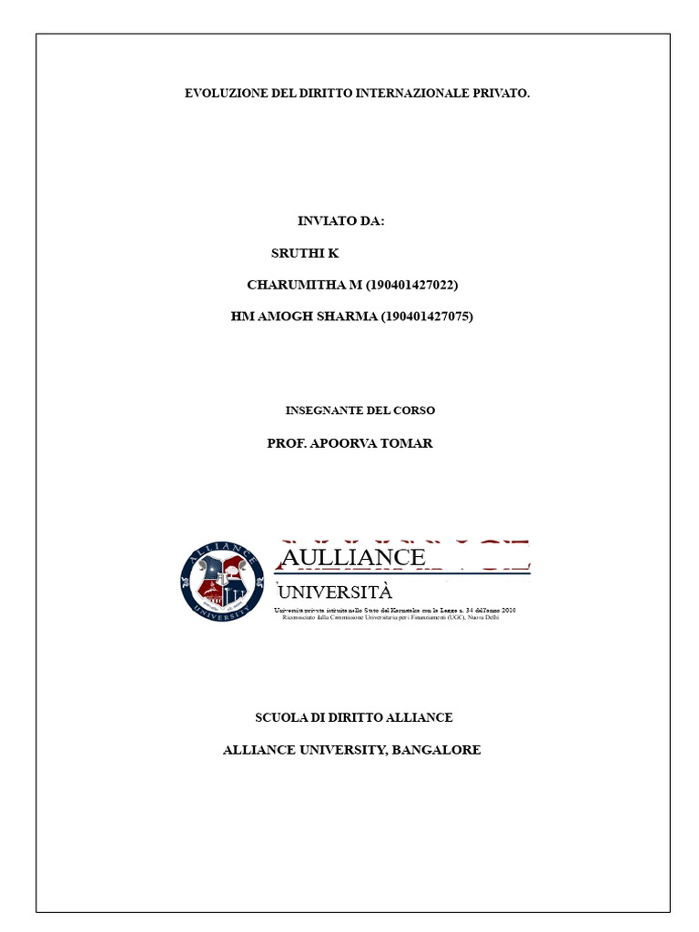 Evoluzione Del Diritto Internazionale Privato | PDF
