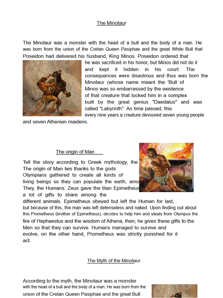 The Minotaur | PDF | Minotaur | Athena