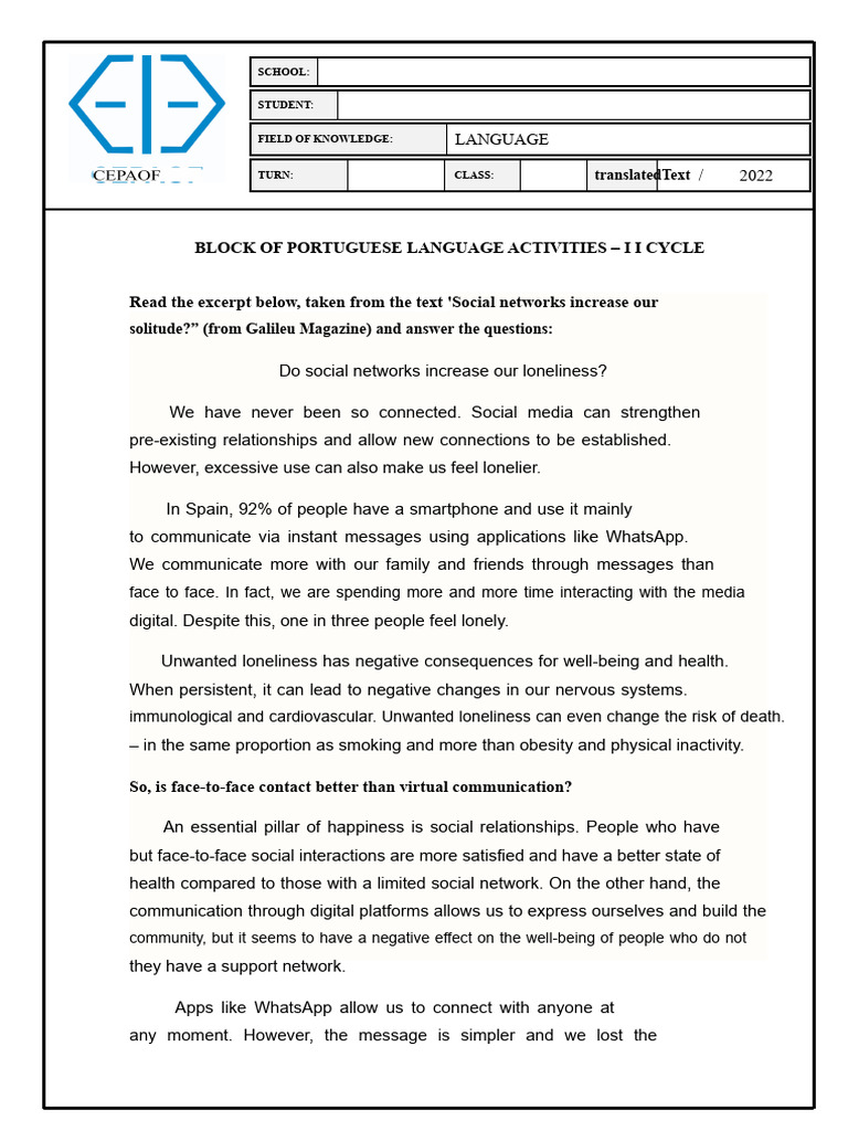 Impact of Social Media on Loneliness | PDF | Loneliness | Communication