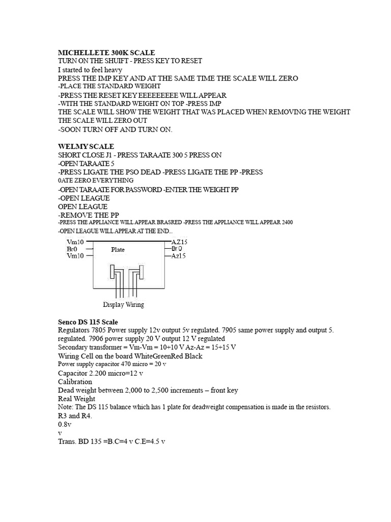 Calibration Guide for Various Scales | PDF | Power Supply | Resistor