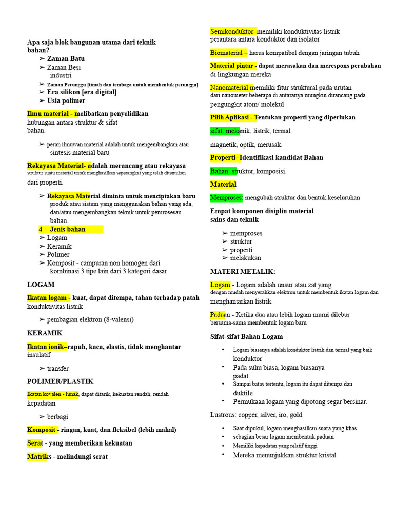 Jenis dan Sifat Material dalam Teknik | PDF