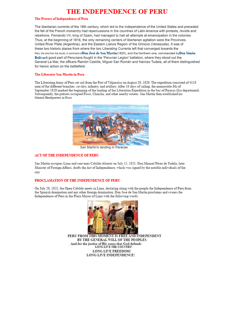 Summary of Peru's Independence Day | PDF | Peru | South America