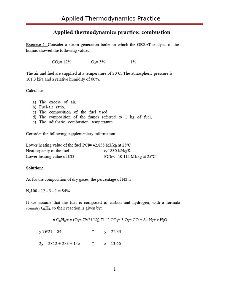 Combustion Analysis in Thermodynamics | PDF | Combustion | Fuels