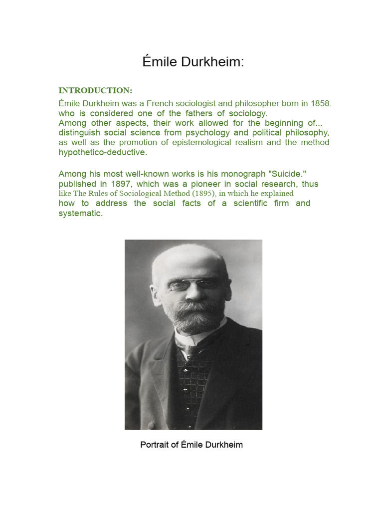 Émile Durkheim | PDF | Émile Durkheim | Sociology