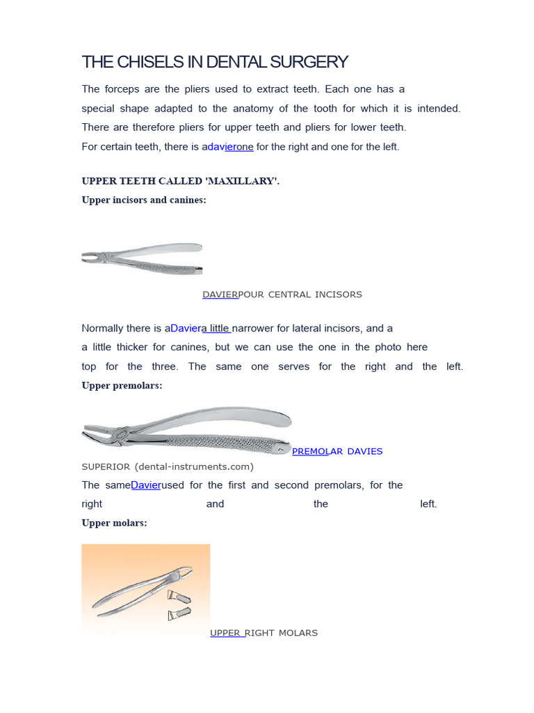 Dental Surgery Chisels Explained | PDF | Dental Anatomy | Mouth