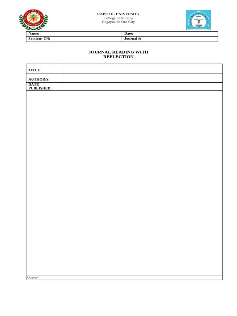 Journal With Reflection Format | PDF