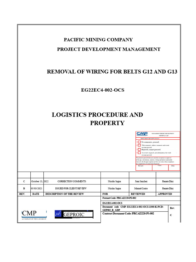 Pacific Mining Logistics Procedure G12 G13 | PDF | Personal Protective ...