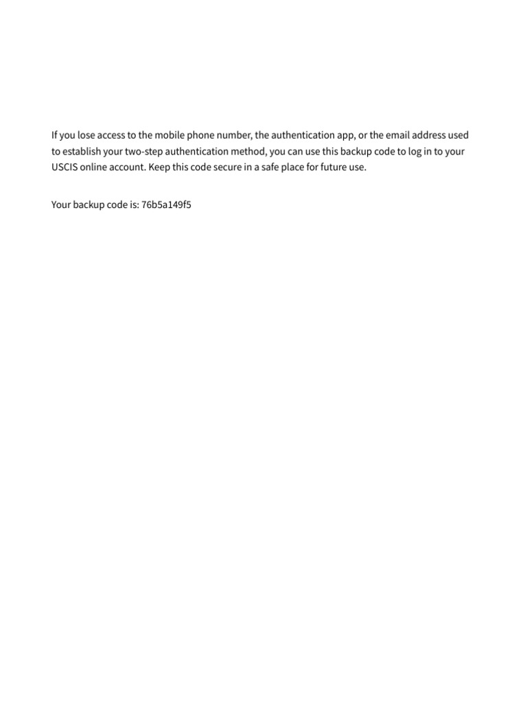 USCIS Online Account _ Backup Code | PDF