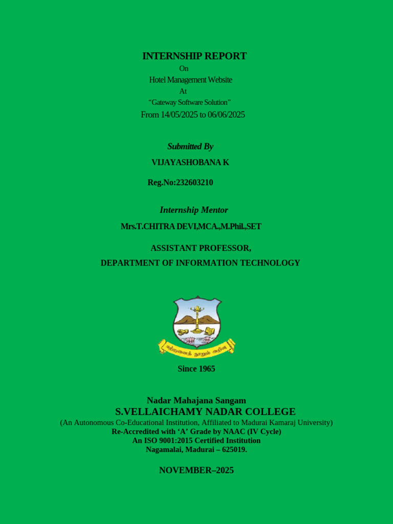 Internship Report First Page | PDF