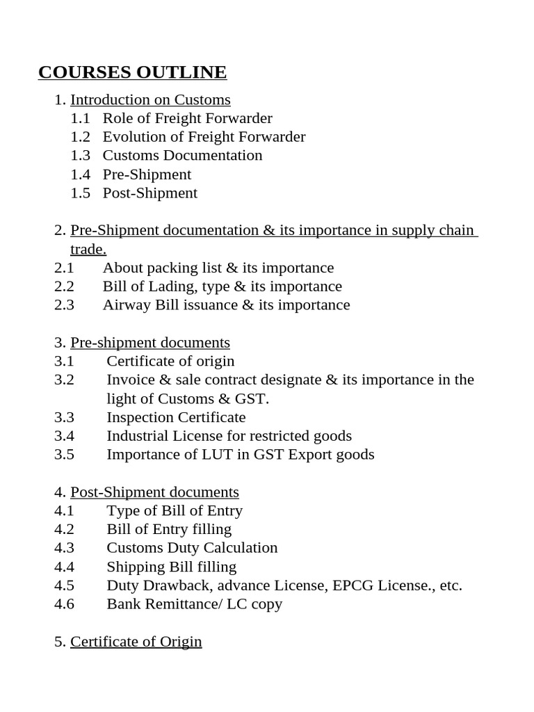 Customs Documentation and Procedures Guide | PDF