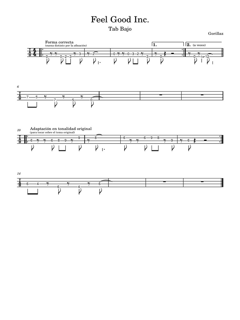 Tab Feel Good Inc | PDF