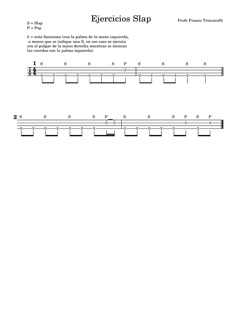 Ejercicios de Slap y Pop para Bajo | PDF