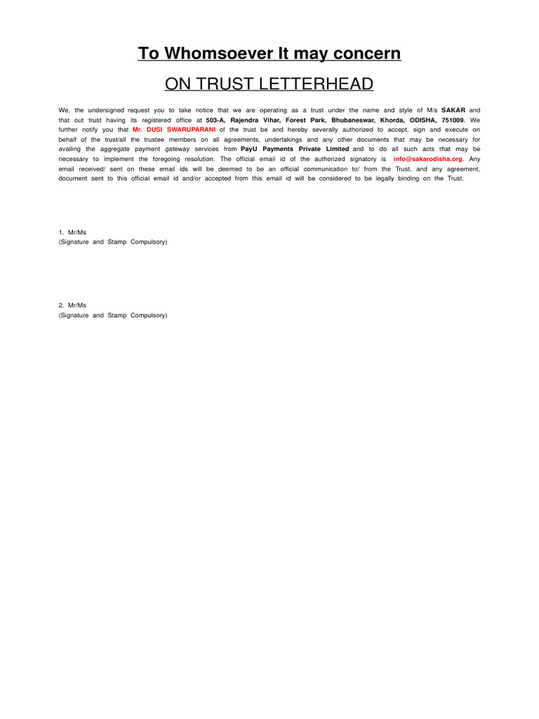 Trust Authorization for Payment Gateway | PDF