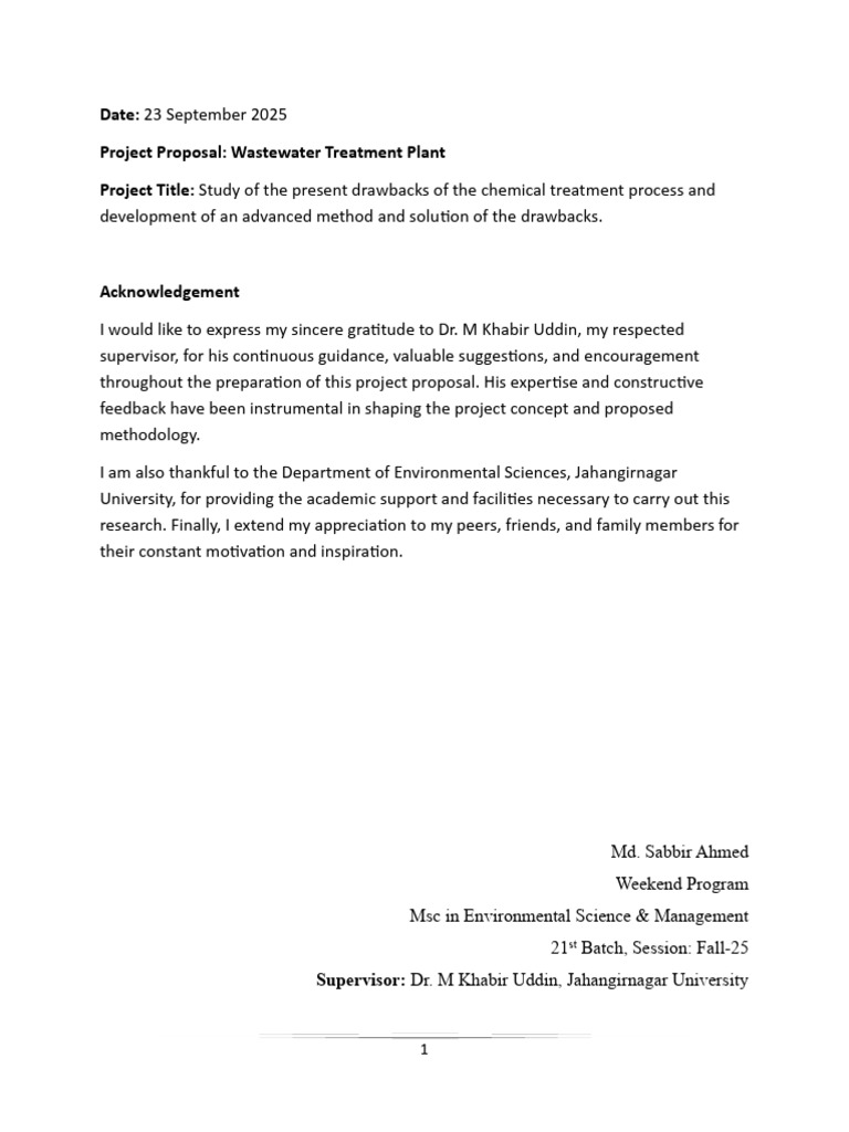 Advanced Wastewater Treatment Proposal | PDF | Water And The ...