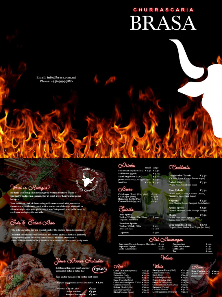 Brasa Menu (1) | PDF | Drink | Alcoholic Drinks