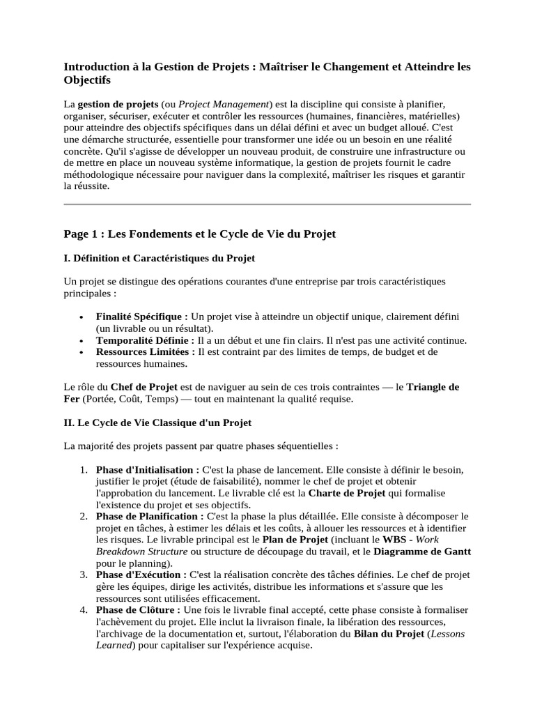 Introduction À La Gestion de Projets | PDF | Gestion de projet ...