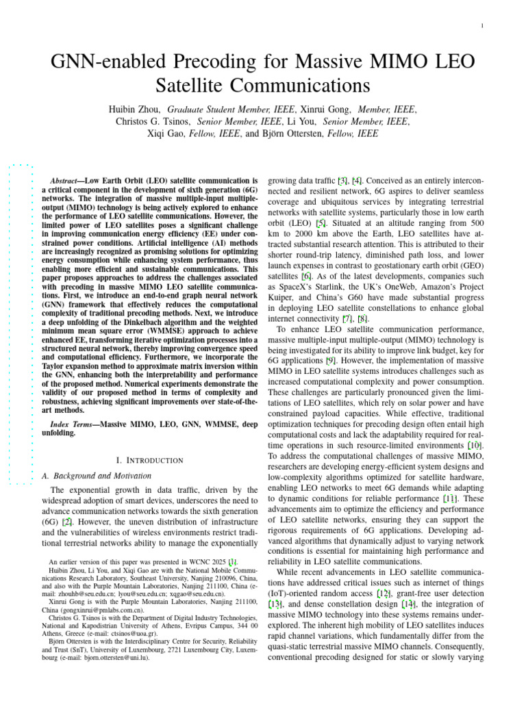 GNN-enabled Precoding For Massive MIMO LEO Satellite Communications ...