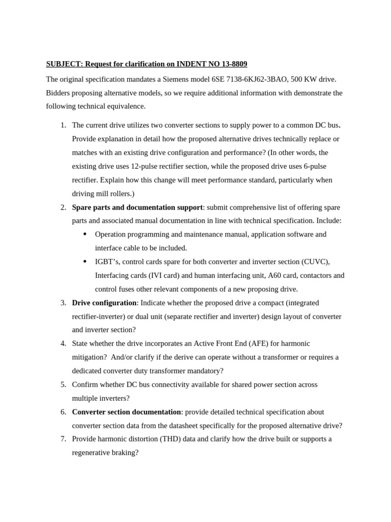 Clarification Request for Drive Specifications | PDF