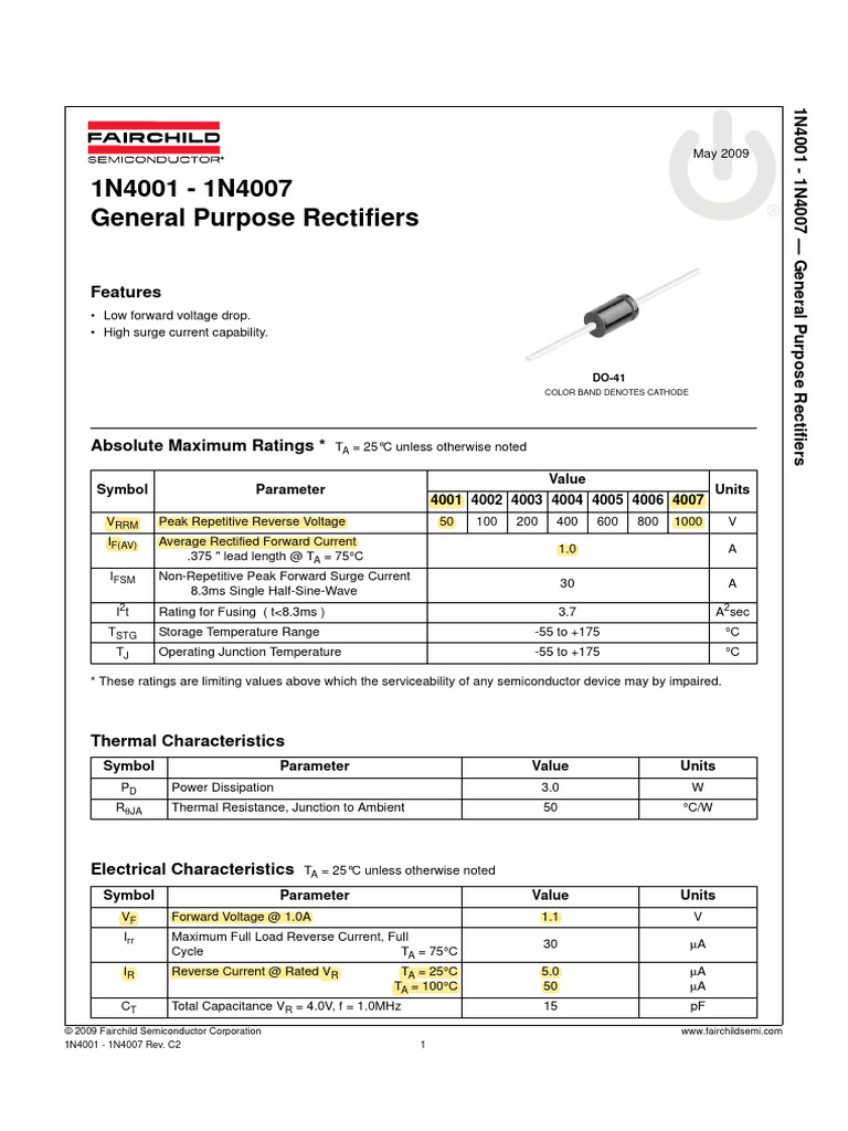 1N4007 | PDF | Rectifier | Electrical Components