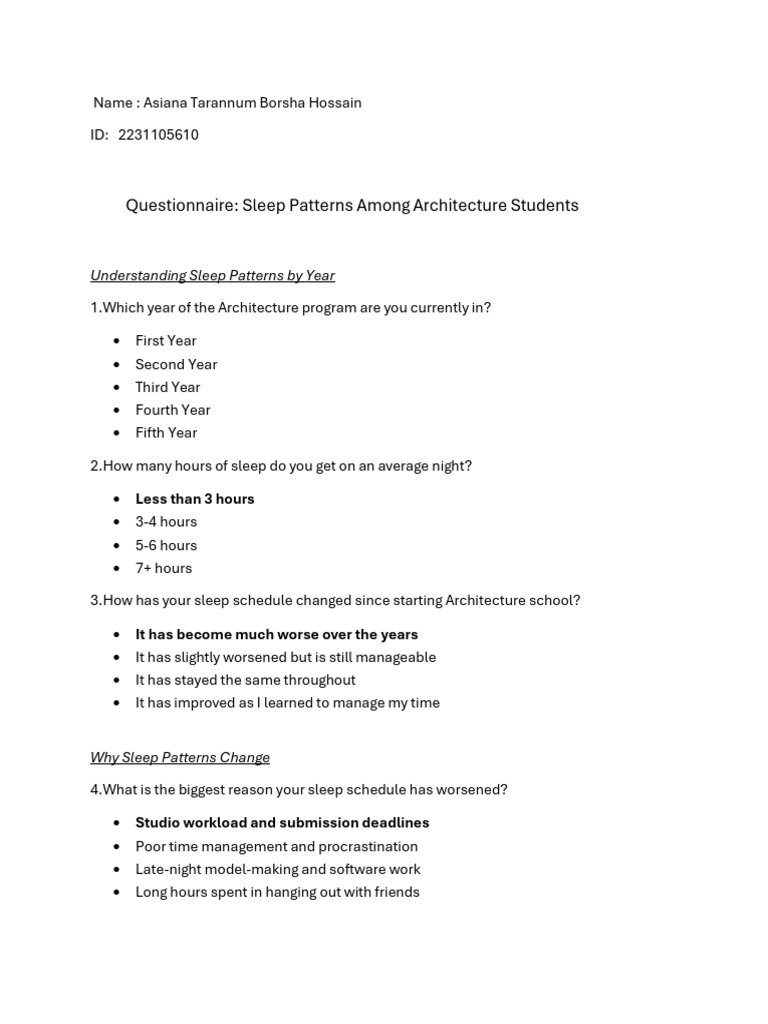 Sleep Patterns in Architecture Students | PDF | Sleep