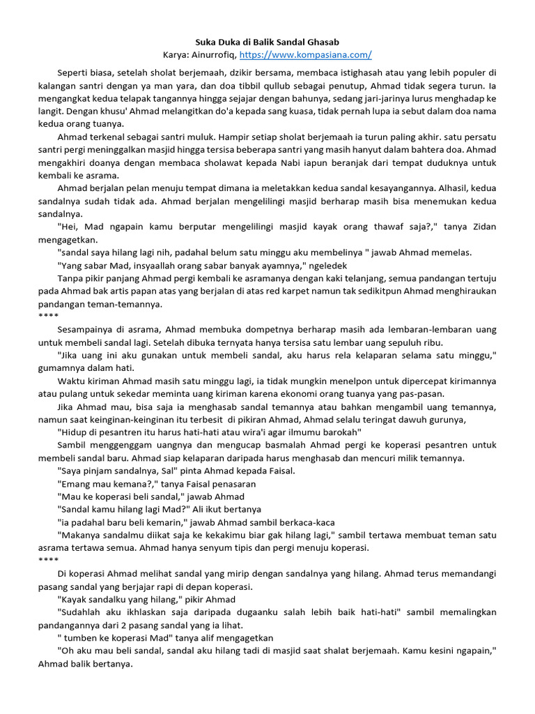 Suka Duka Ahmad dan Sandalnya Hilang | PDF