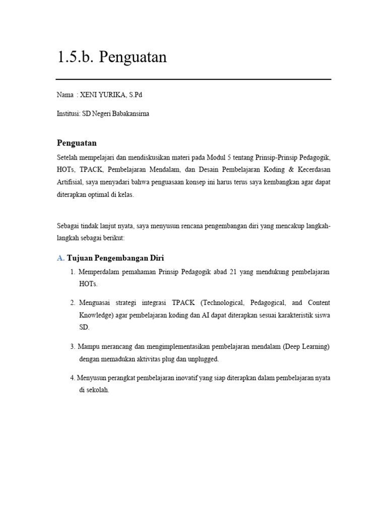 Rencana Pengembangan Diri Guru SD | PDF