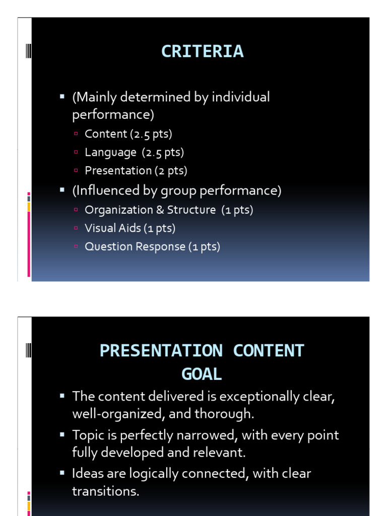 Presentation Evaluation Criteria Guide | PDF
