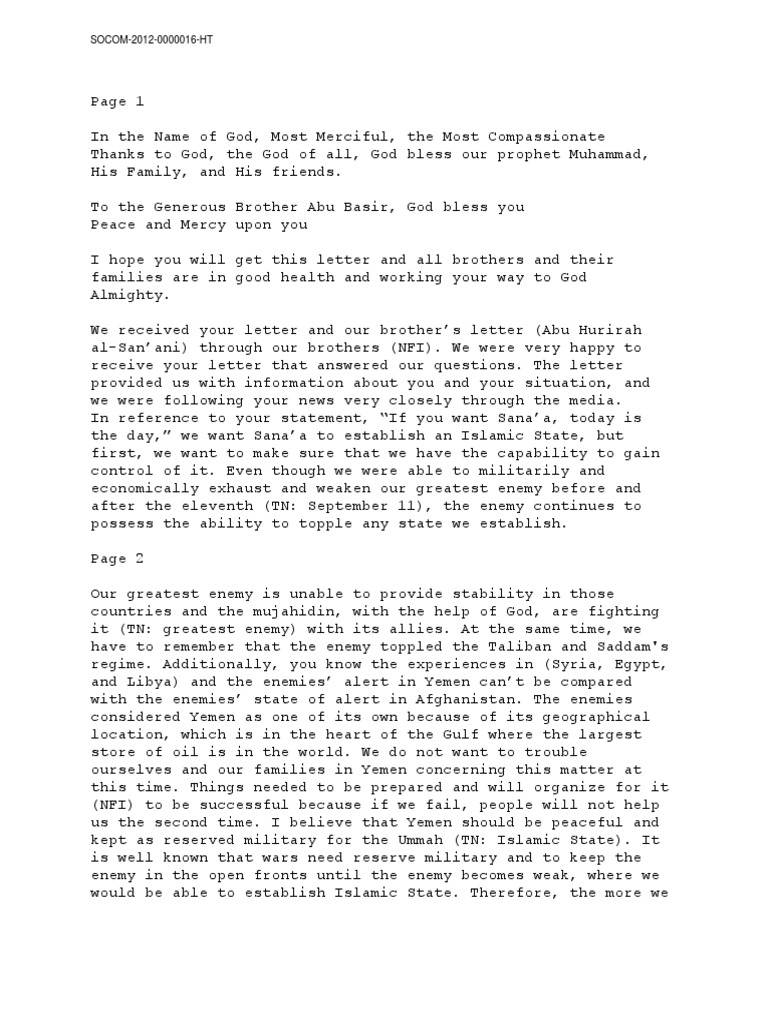 Osama Bin Laden Abbottabad Compound Document: English - SOCOM-2012 ...