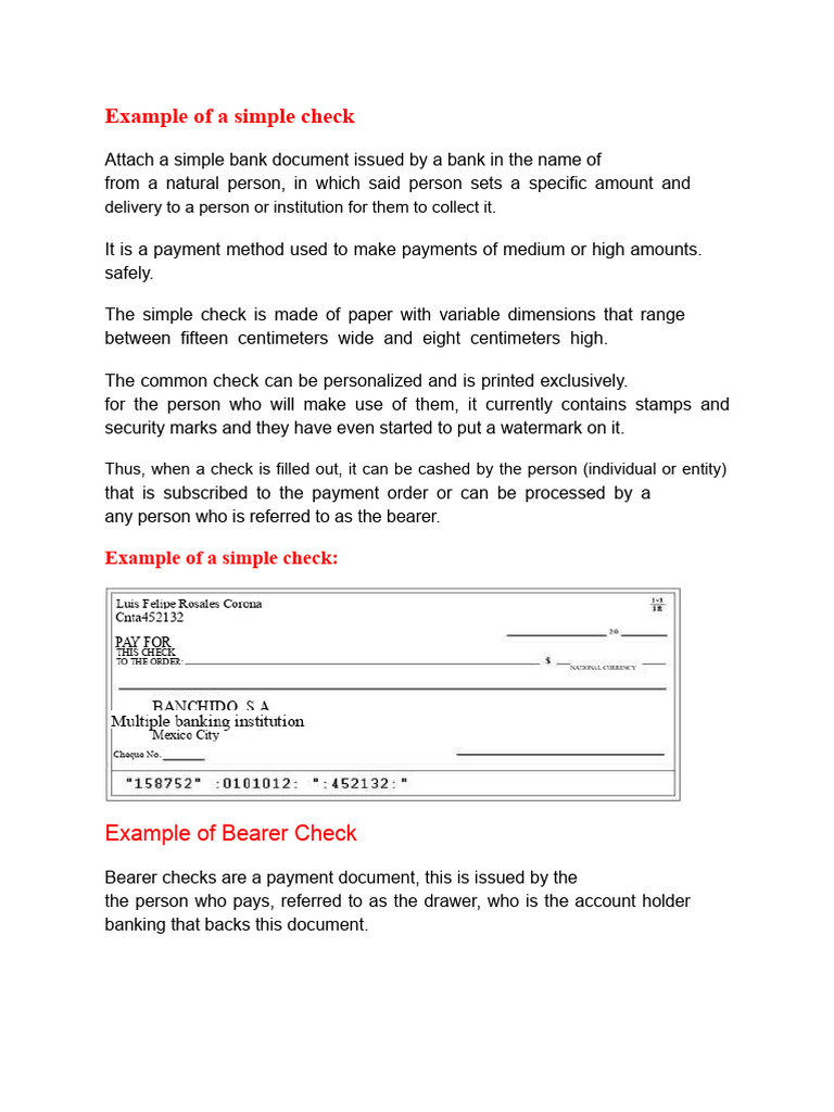 Examples of Different Check Types | PDF | Cheque | Banks