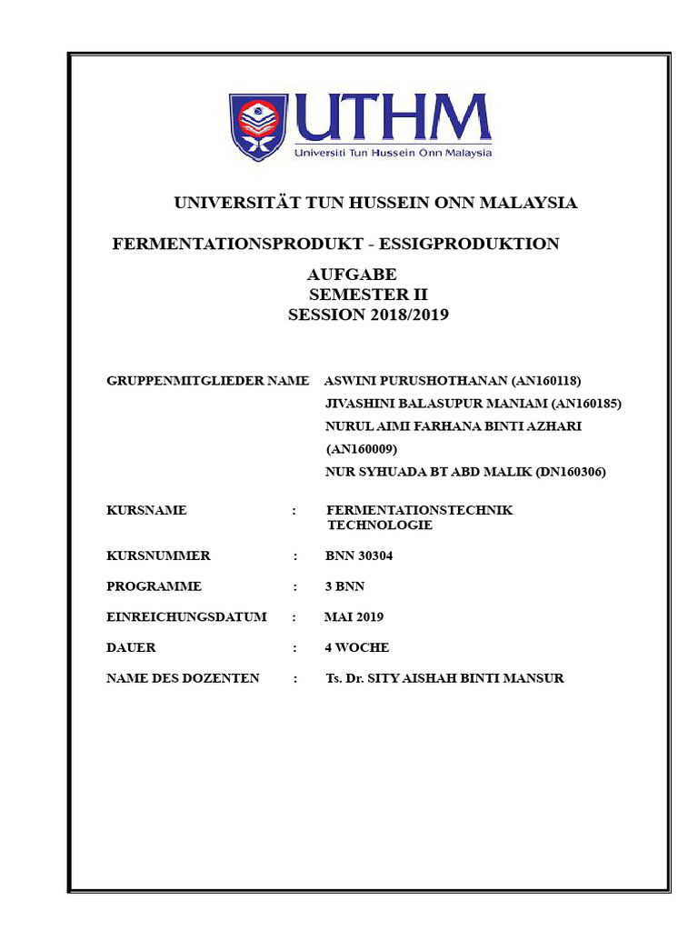 FERMENTATION Essig PDF | PDF