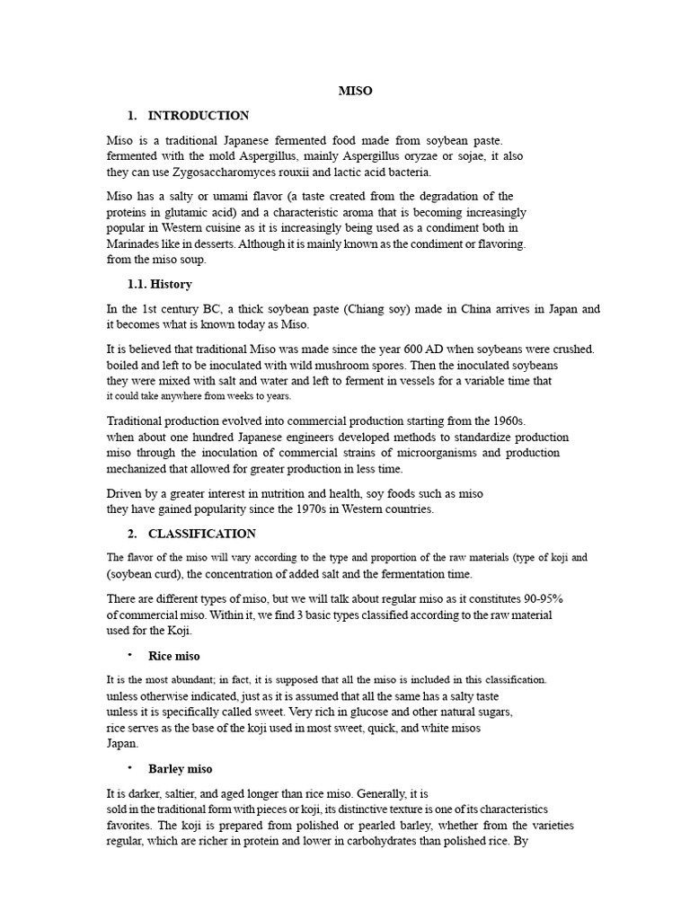 Miso | PDF | Food Science