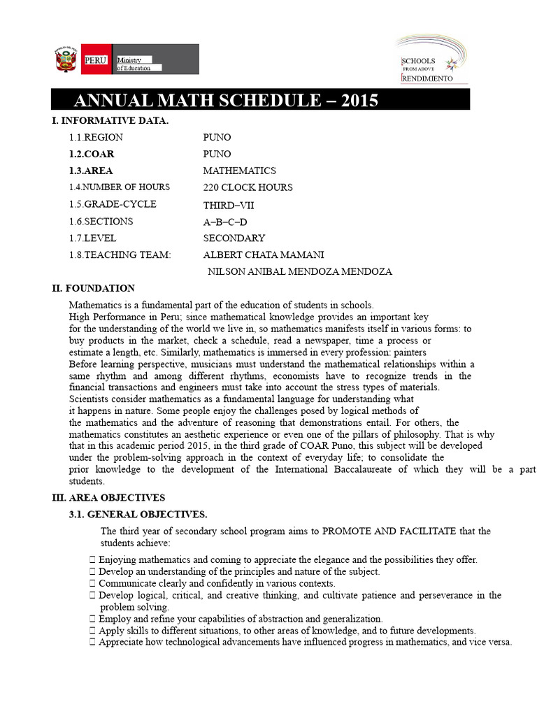 Annual Math Programming | PDF | Triangle | Algebra