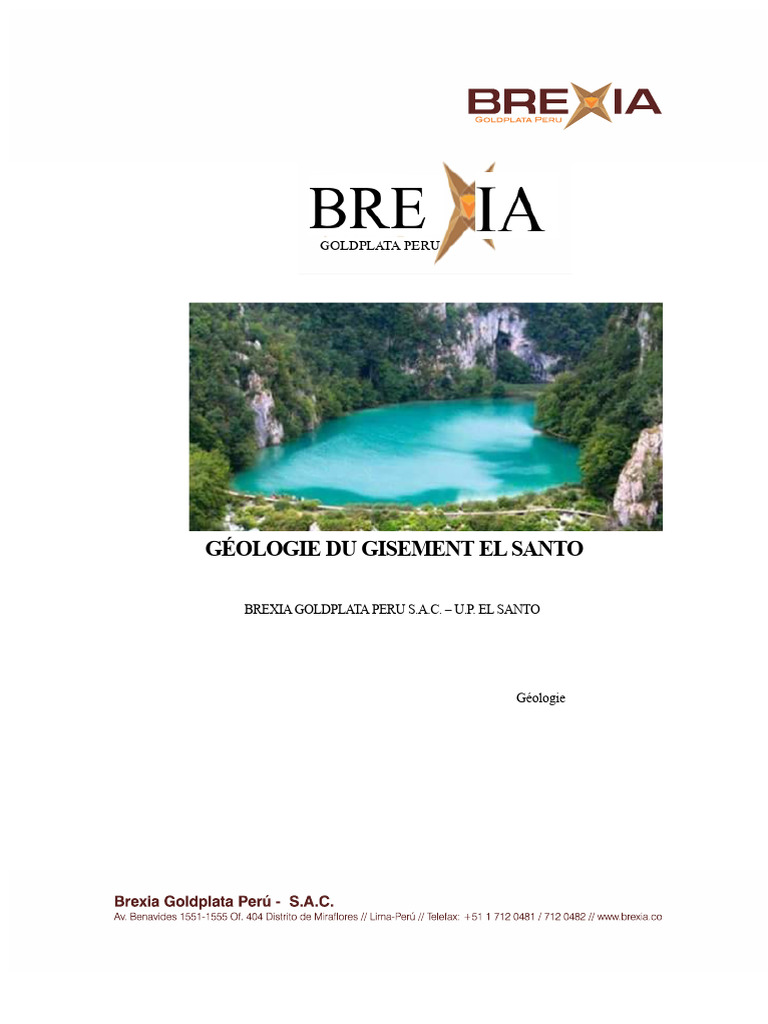 Géologie du Gisement El Santo au Pérou | PDF | Grès | Volcan