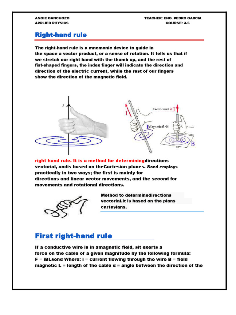 Right-Hand rule-ANGIE | PDF | Magnetic Field | Transformer