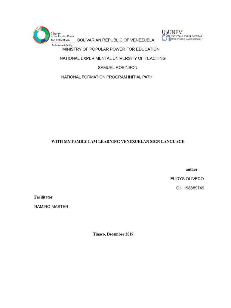 Venezuelan Sign Language Family Program | PDF | Hearing Loss | Special ...