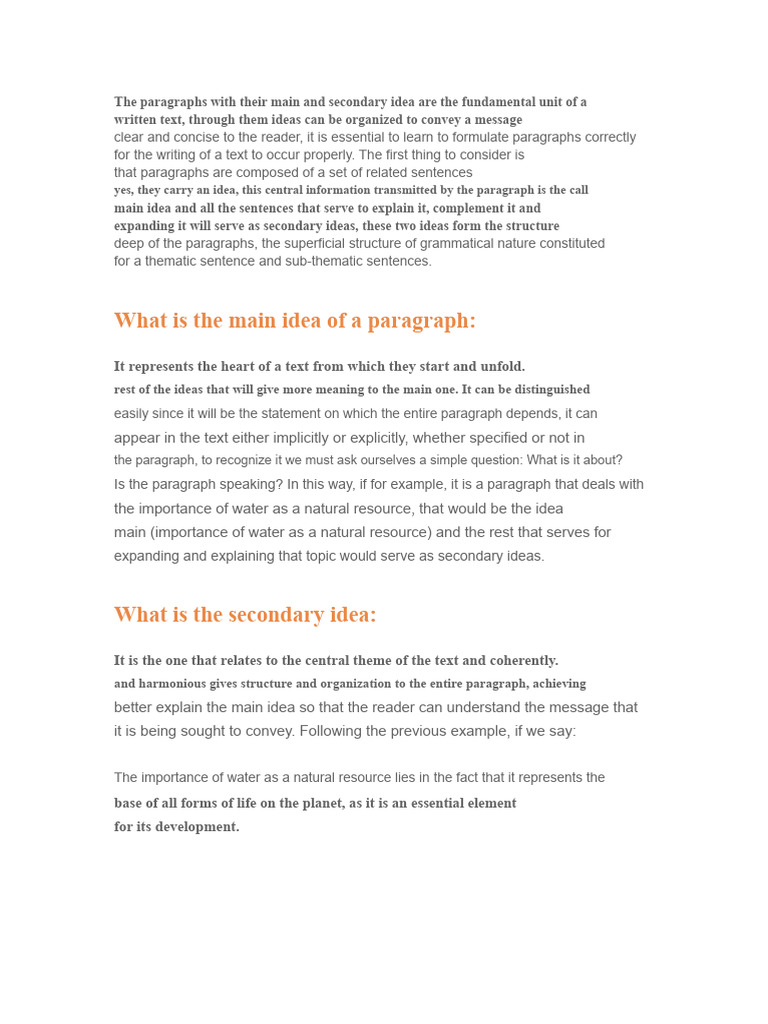 Main and Secondary Ideas in Texts | PDF | Narrative | Communication