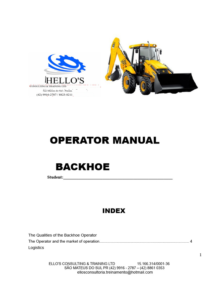 Backhoe Operator Manual and Training Guide | PDF | Elevator | Logistics
