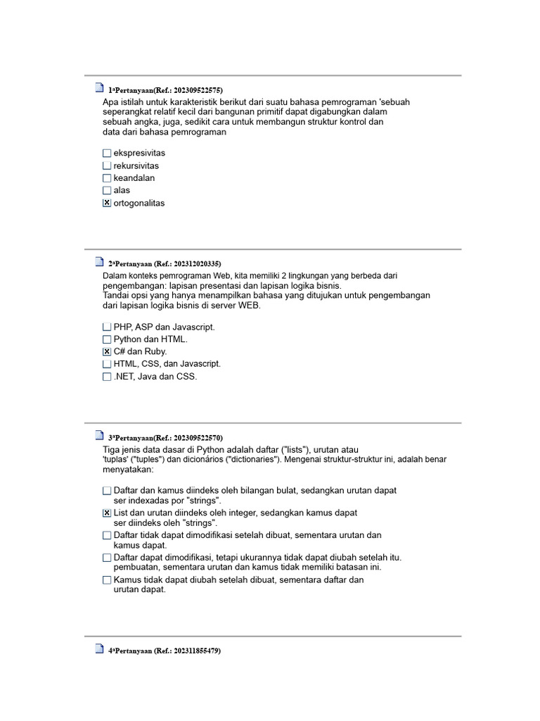 Pertanyaan Pemrograman Python dan Web | PDF