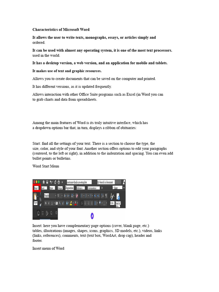 Features of Microsoft Word | PDF | Microsoft Word | Software