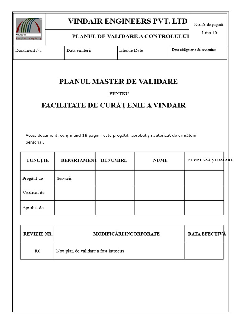 Planul de Validare Master | PDF