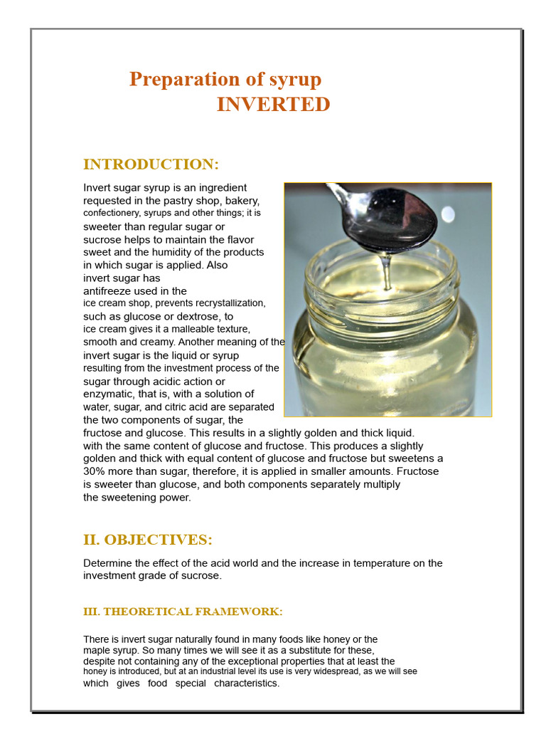 How to Prepare Inverted Sugar Syrup | PDF | Fructose | Glucose