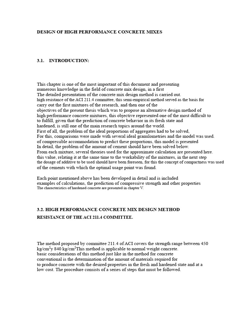 High Performance Concrete Mix Design Guide | PDF | Concrete ...