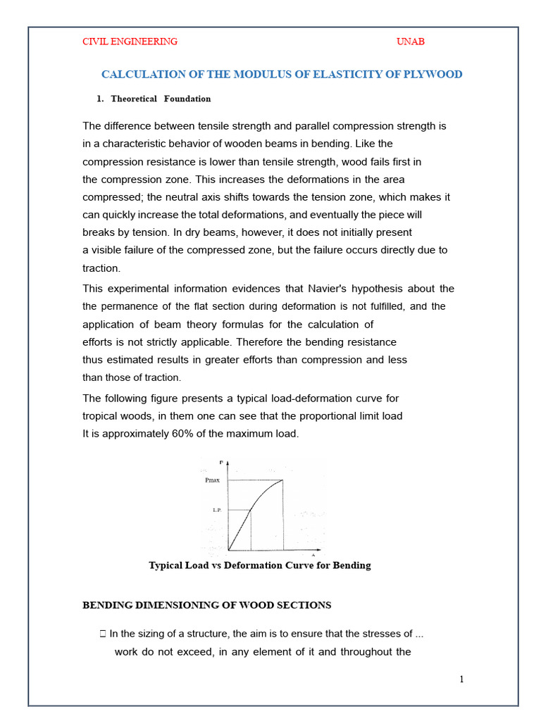 Calculation of The Modulus of Elasticity of Plywood | PDF | Young's ...