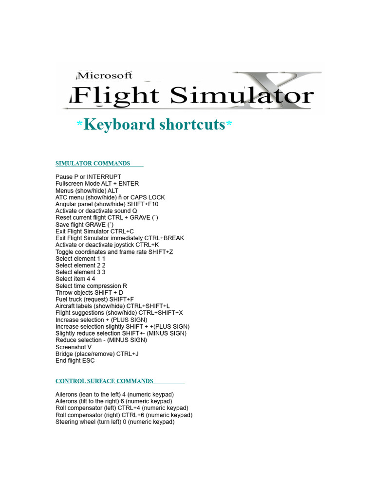 FSX Keyboard Commands Overview | PDF | Computer Keyboard | Aviation