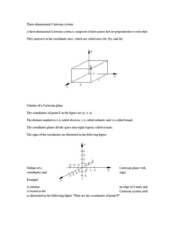 Three Dimensional Cartesian System Pdf